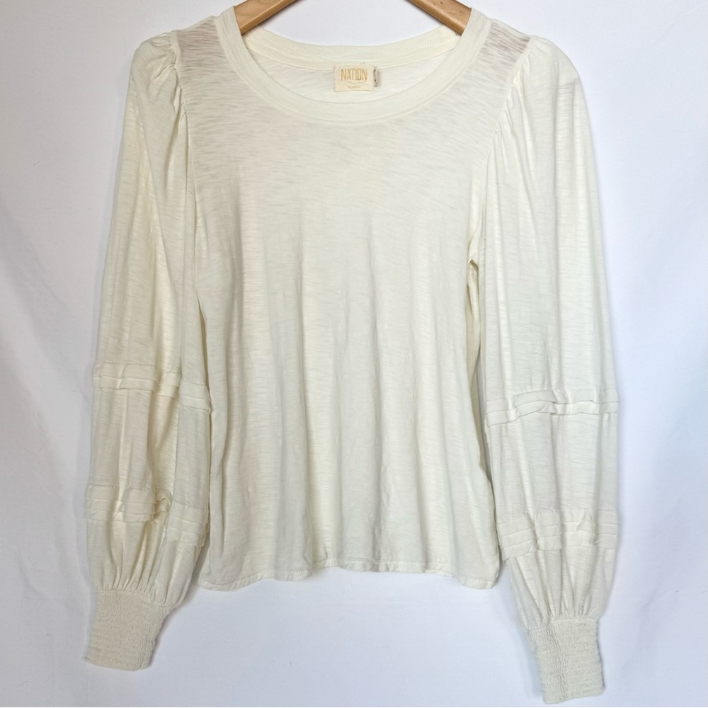Nation LTD Cream Top with Puff Long Sleeves